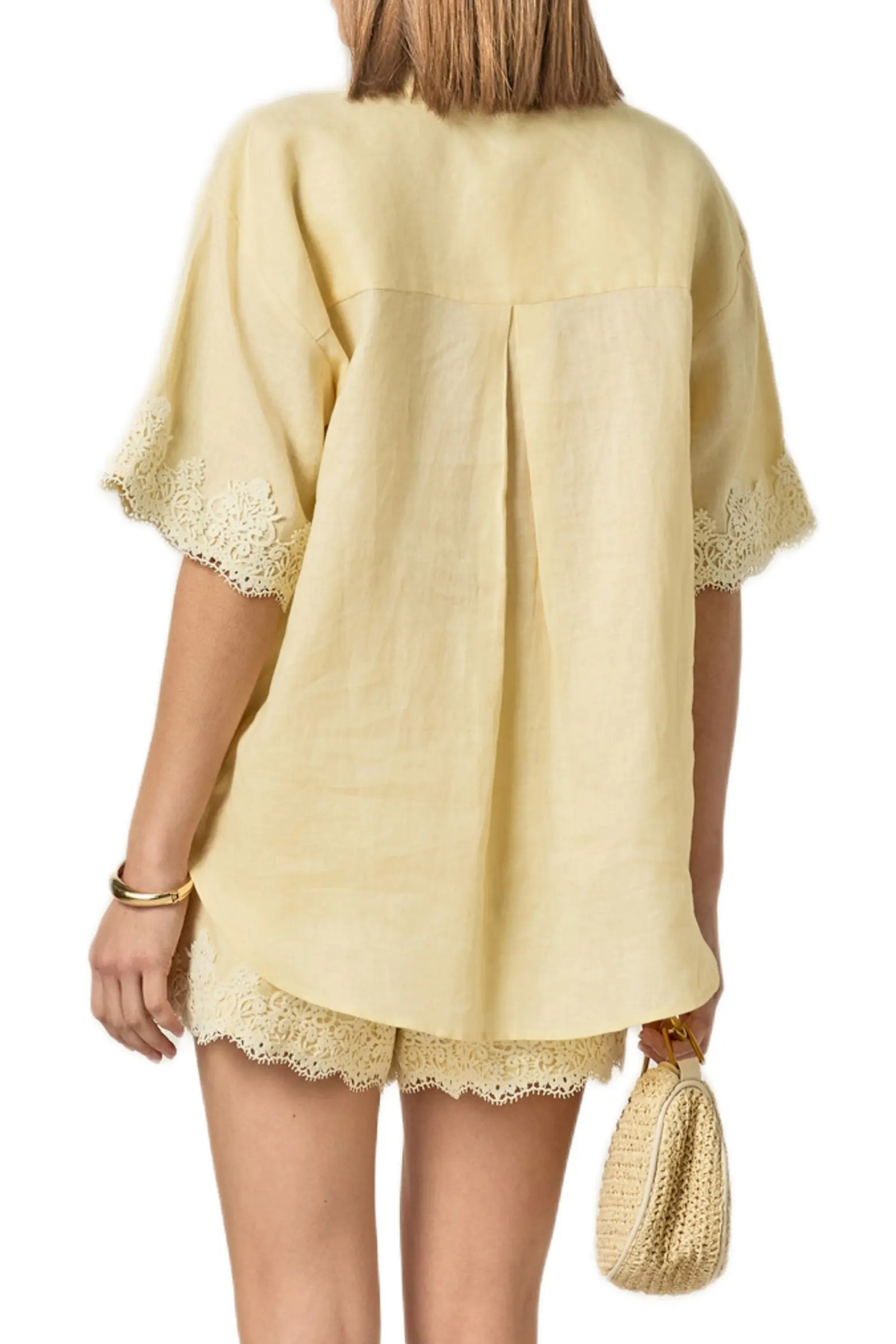 English Factory Embroidered Lace Linen Blend Shirt (Women) | Nordstrom | Nordstrom