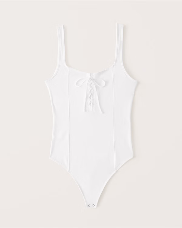 Women's Lace-Up Corset Seamless Fabric Bodysuit | Women's Tops | Abercrombie.com | Abercrombie & Fitch (US)
