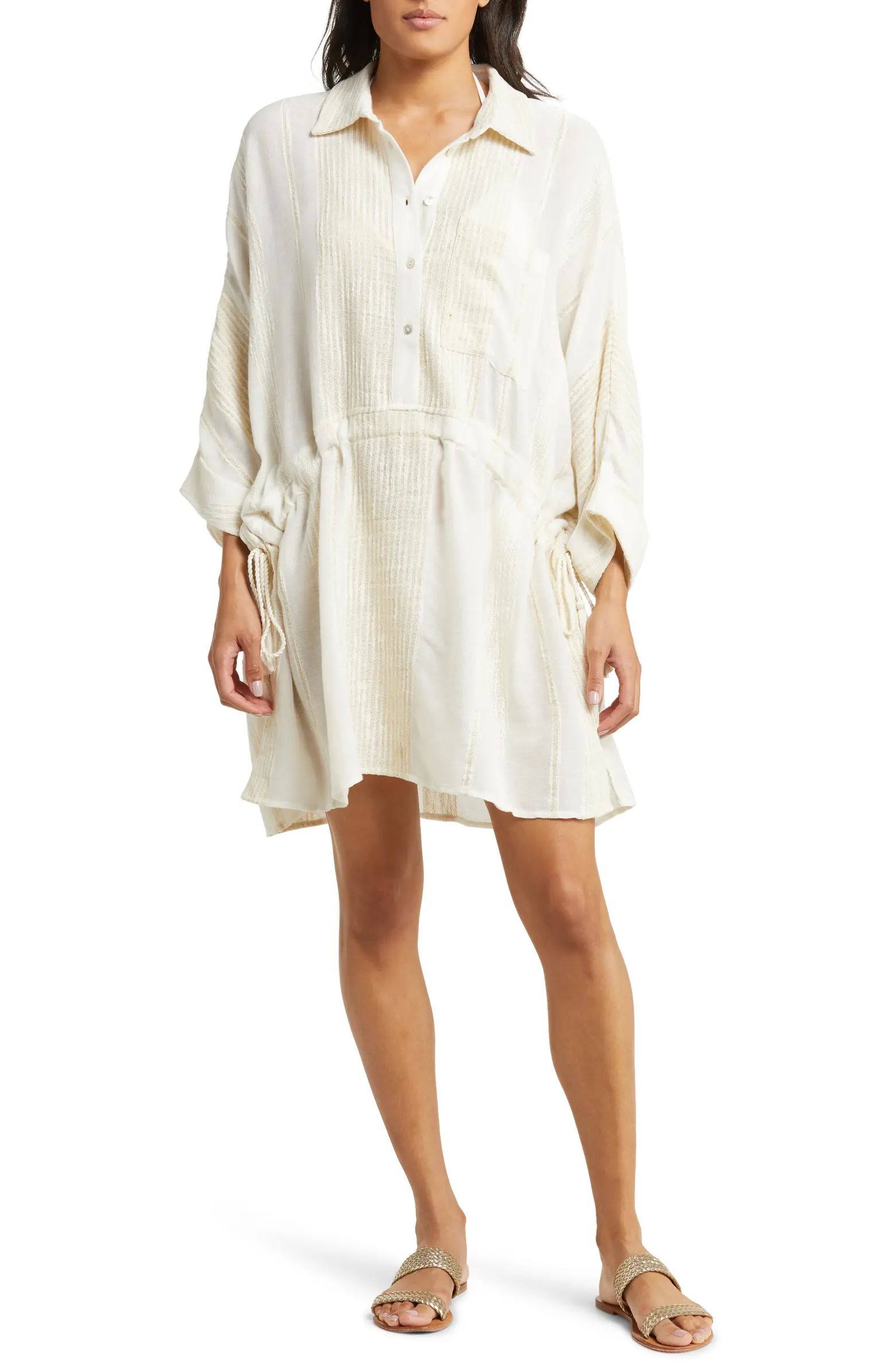 Cinched Sides Long Sleeve Cover-Up Shirtdress | Nordstrom