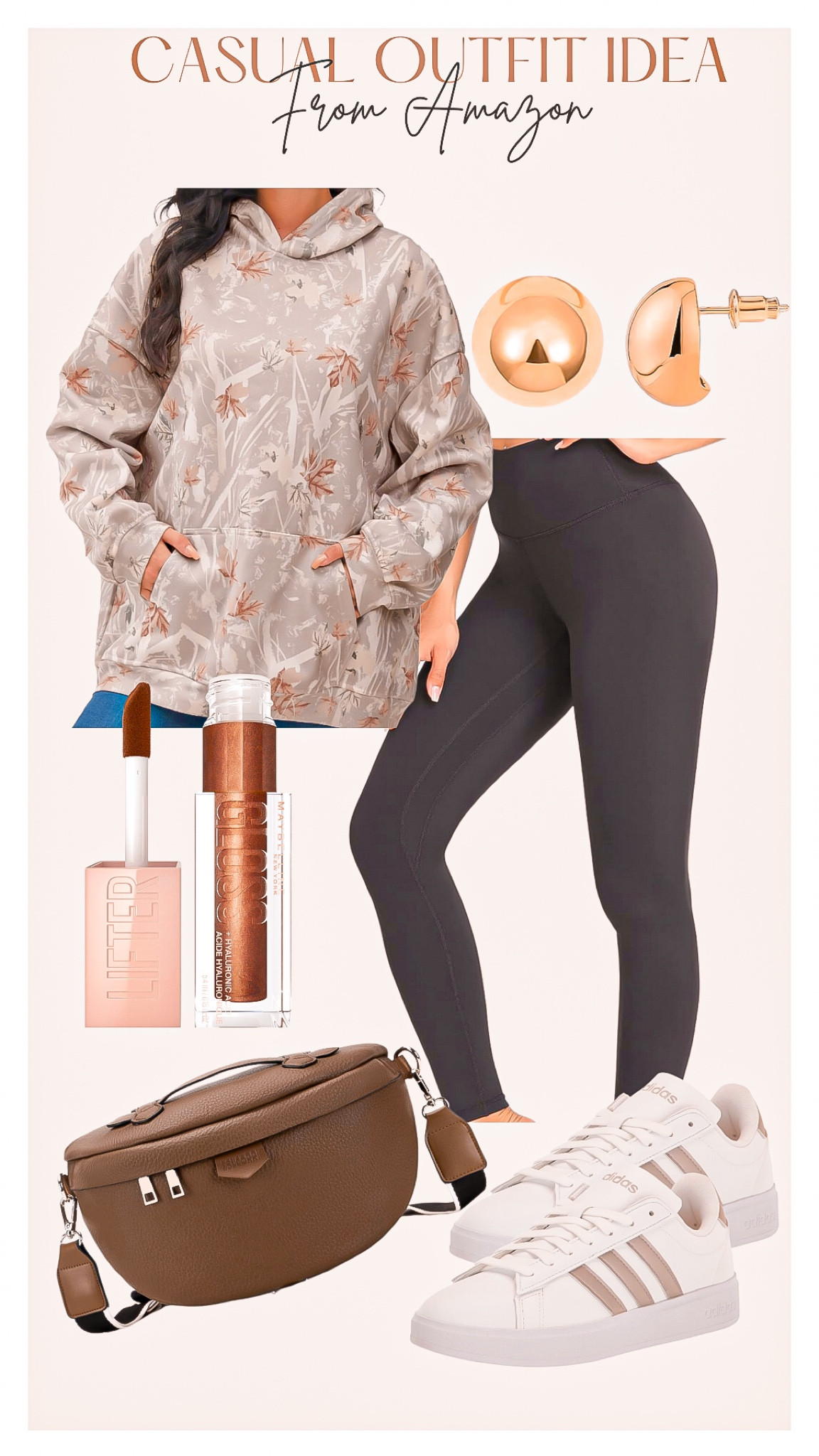 Casual outfit idea 🤎

Camo sweatshirt, black leggings, gold earrings, lip gloss, beauty finds, belt bag, brown crossbody bag, camo outfit, adidas sneakers, brown purse, makeup finds, casual outfit 

#LTKstyletip #LTKtravel #LTKMostLoved