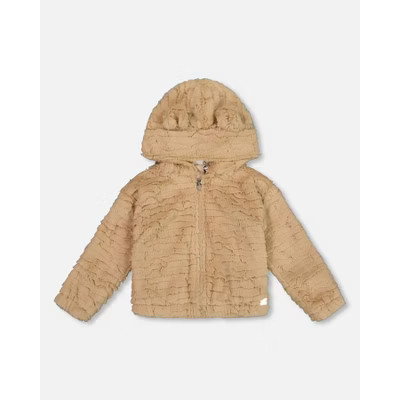 Deux par Deux Girl Faux Fur Hooded Jacket Nougat - 12-14 Years | Target