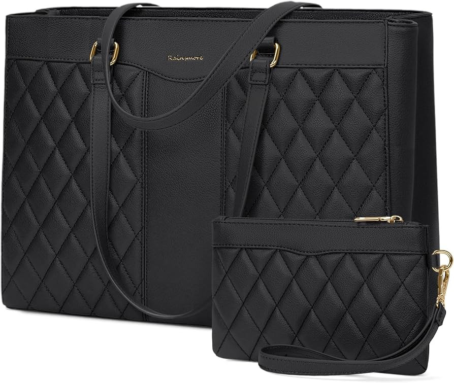 RAINSMORE Laptop Bag for Women 15.6 Inch Work Tote Bags Leather Laptop Tote Professional Laptop P... | Amazon (US)