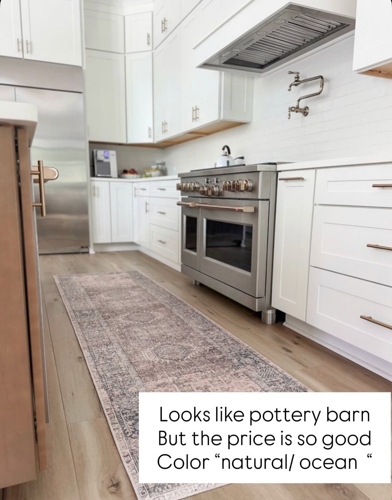 This runner completely changed the kitchen without changing anything else. It has that pretty vintage Pottery Barn look at such a good price, and the Natural/Ocean color works beautifully with warm wood tones.

kitchen runner, vintage rug, washable rug, neutral rug, kitchen decor, Pottery Barn inspired, home decor, affordable home finds, runner rug, neutral home, annabrstyle

#LTKSeasonal #LTKOver40 #LTKHome
