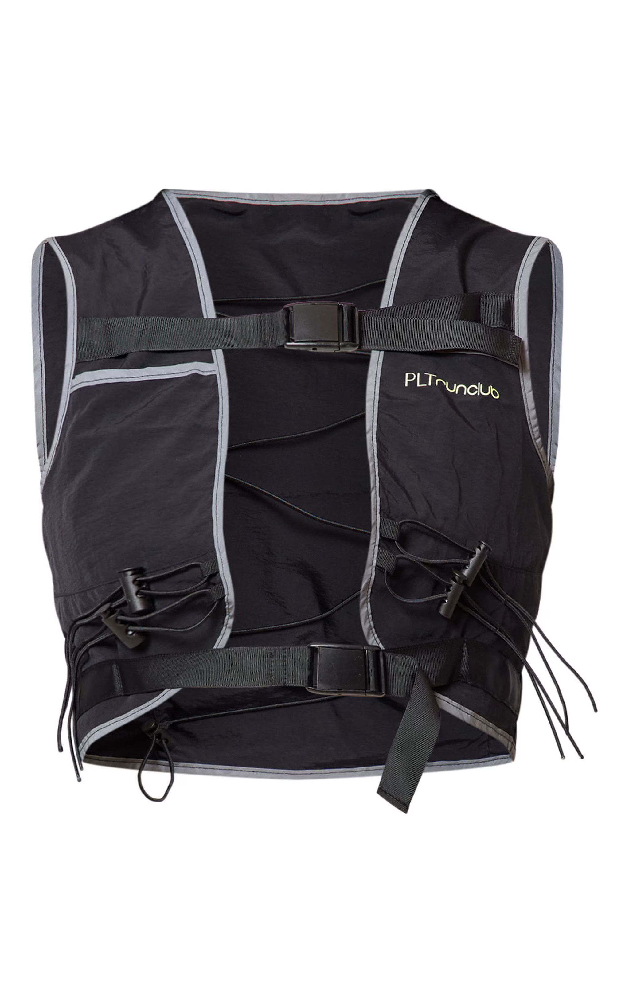 PLT RUN Black Running Contrast Binded Reflective Hydration Vest | PrettyLittleThing US