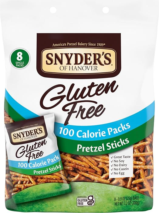 Snyder's of Hanover Gluten Free Pretzel Sticks, 100 Calorie Individual Packs, 8 Ct | Amazon (US)