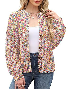 Rapbin Women's Cable Knit Cardigan Open Front Sweater Casual Long Sleeve Button Coats Outerwear | Amazon (US)