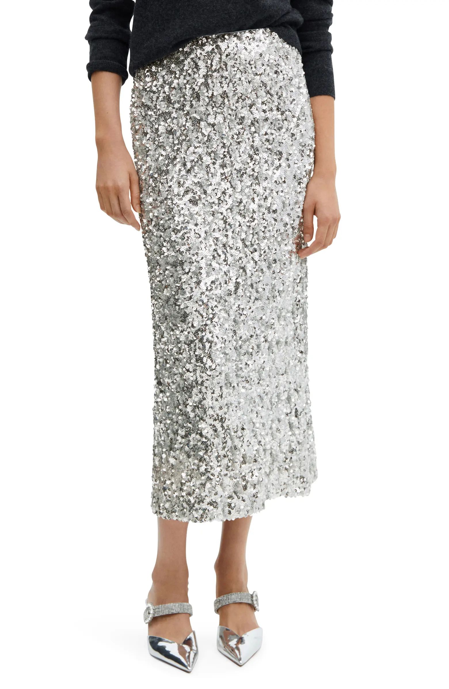 MANGO Sequin Midi Skirt | Nordstrom | Nordstrom