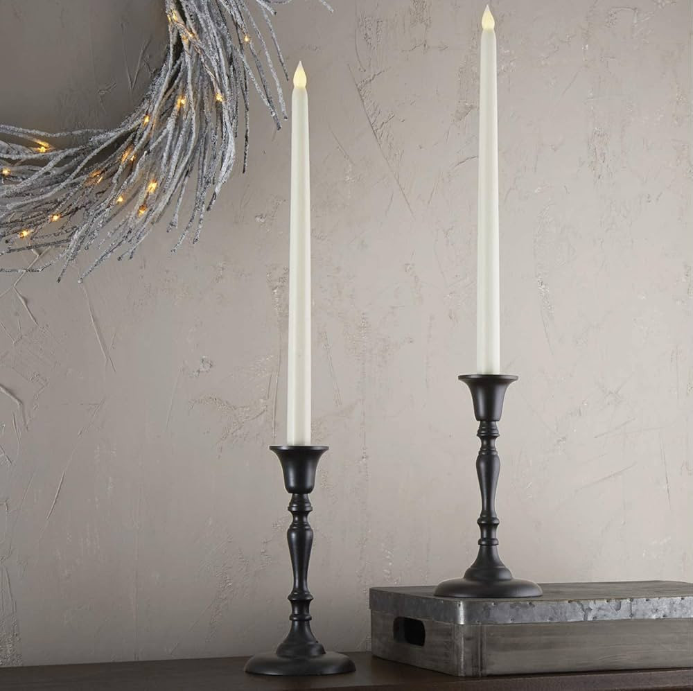 Black Taper Candle Holder Set - 8.5 Inch Tall, Metal Candlesticks, Farmhouse Decorations or Moder... | Amazon (US)