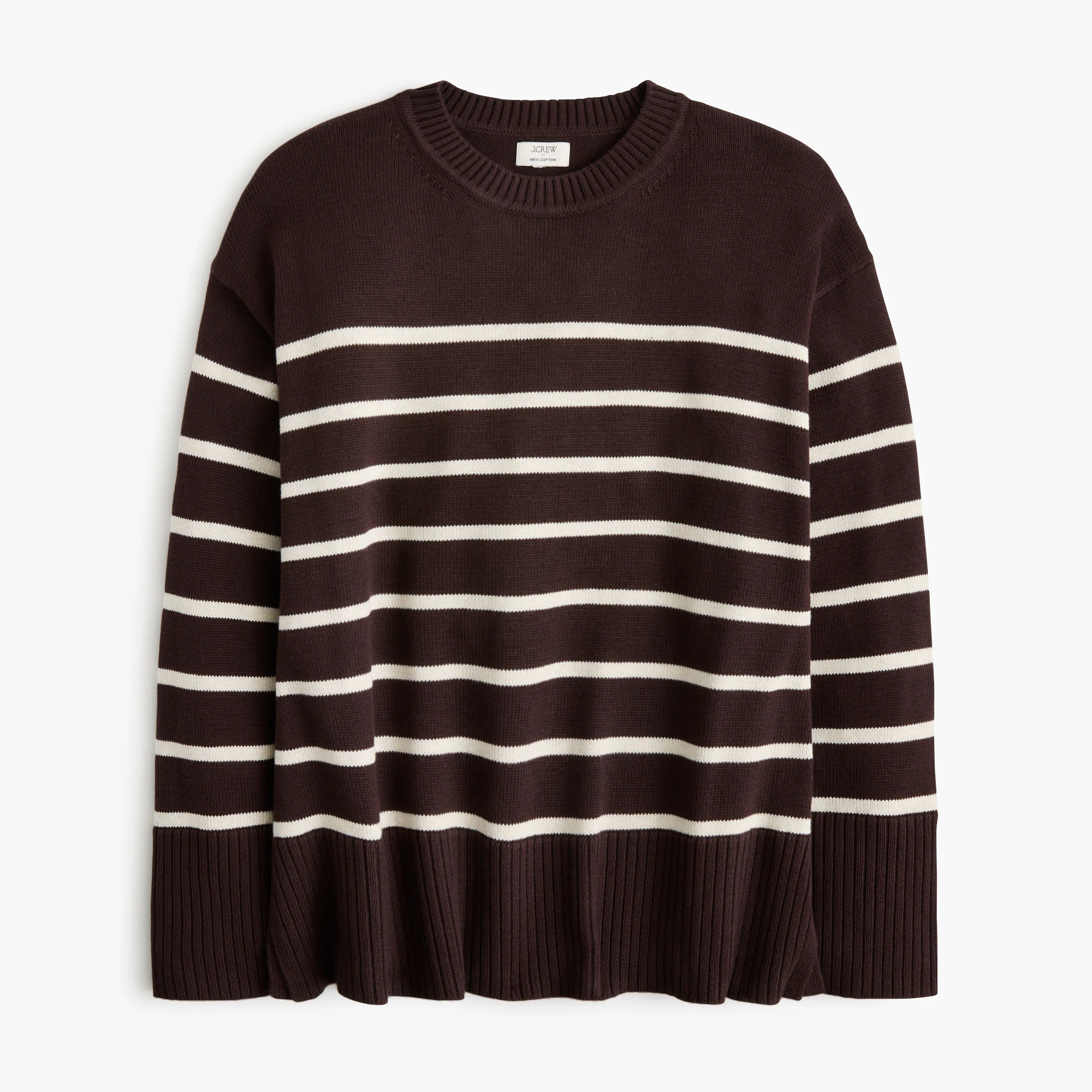 Cotton striped wide-hem sweater | J.Crew Factory