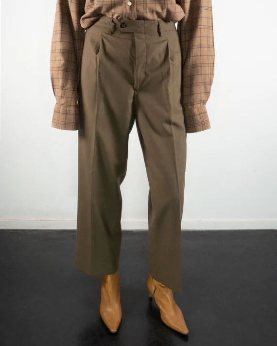 Vintage Dress Pants Trousers Women Olive Green Wool Blend  | Etsy | Etsy ROW