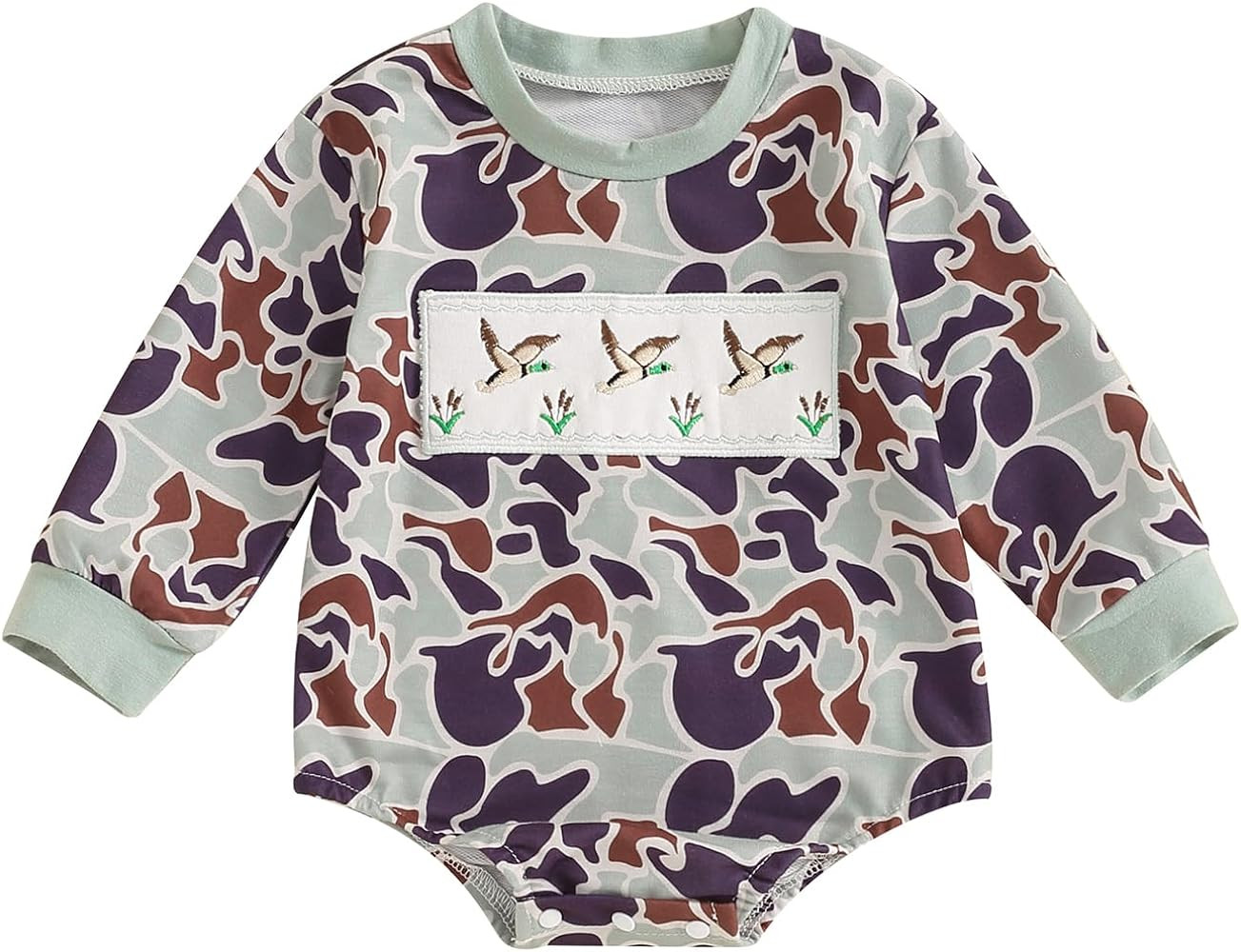 Chloefairy Baby Boy Girl Duck Romper Mallard Duck Hunting Clothes Long Sleeve Sweatshirt Bubble R... | Amazon (US)