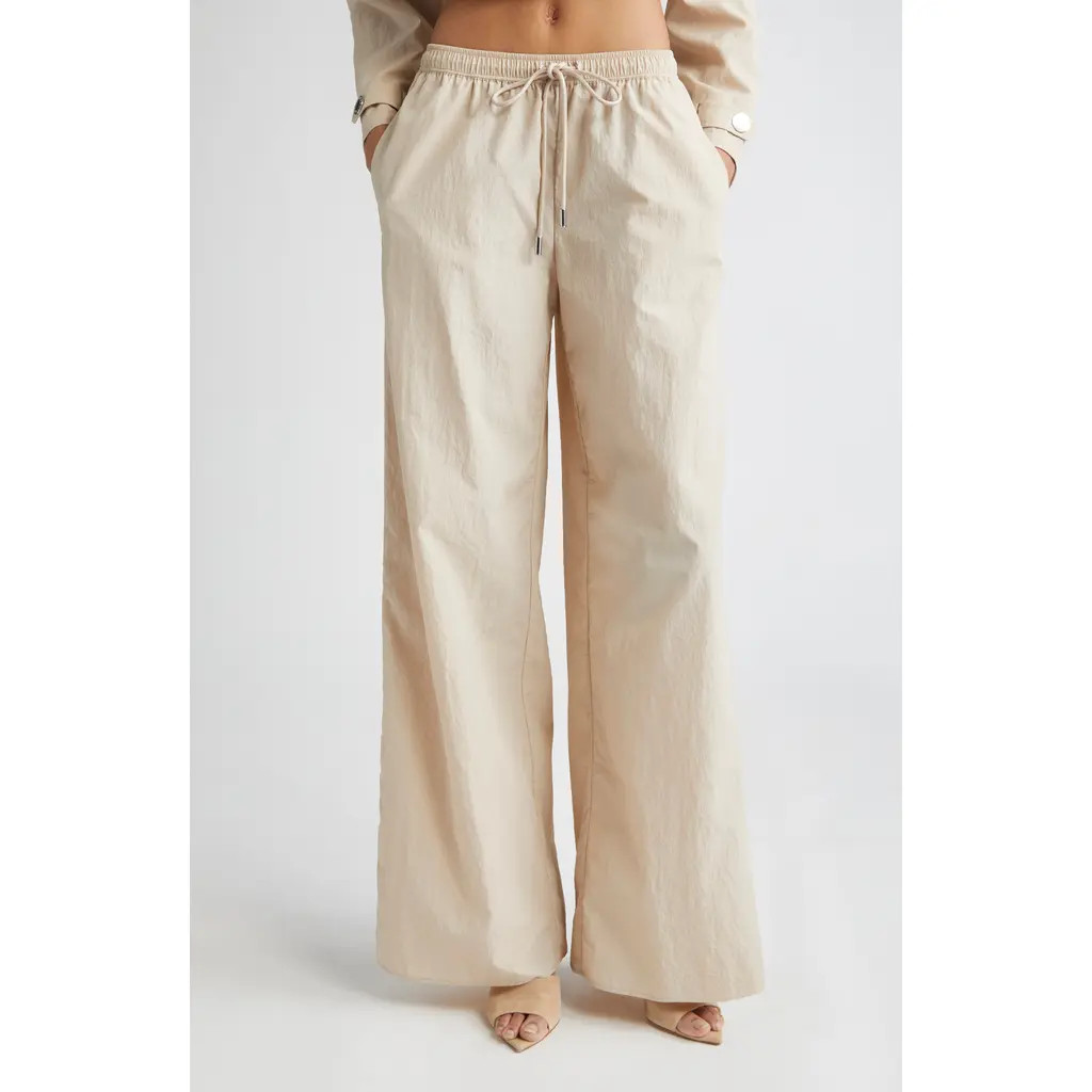 L'AGENCE Valkyrie Snap Accent Drawstring Waist Pants in Cement at Nordstrom Rack, Size Large | Nordstrom Rack