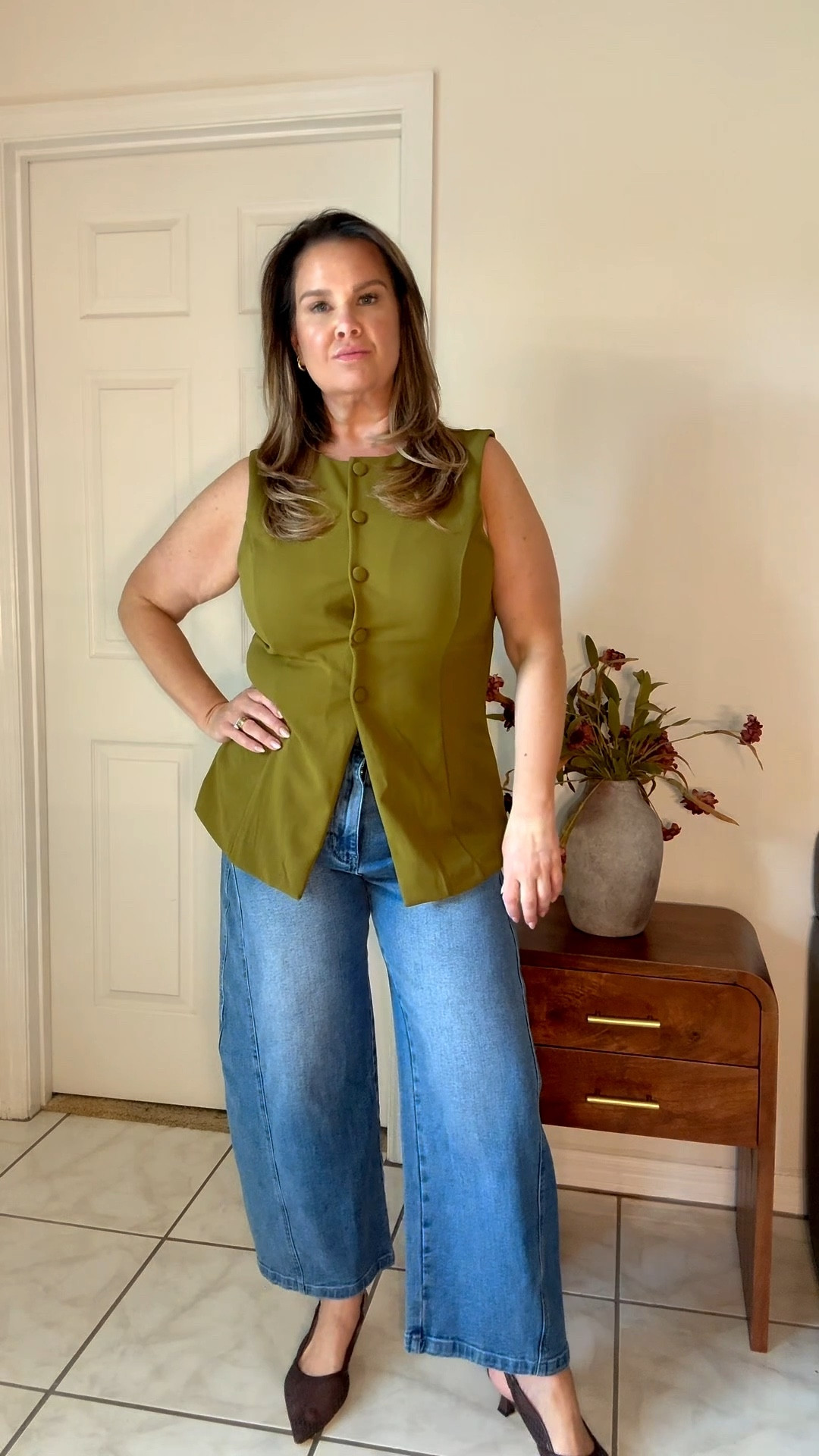 Ootd from all angles 

Jeans size 12 
Top Large 


#LTKootd #LTKMidsize #LTKOver40