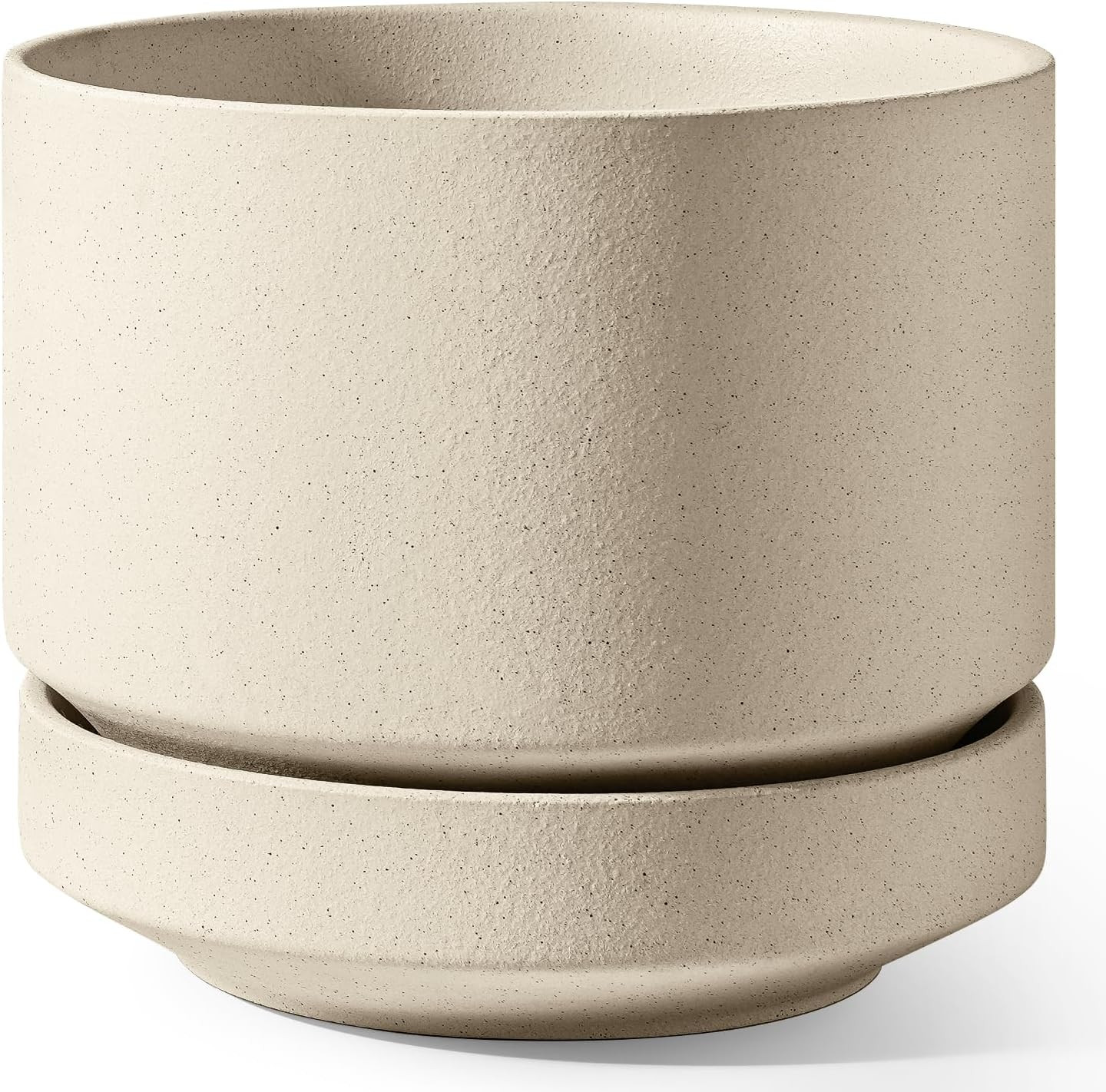 LE TAUCI 12 Inch Pots for Plants with Saucer, Ceramic Indoor Planter Pot for Plants with Drainage Hole, Mesh Pad Included, Unglazed Porous Ceramic, Modern for Home and Office, Speckled Oat | Amazon (US)