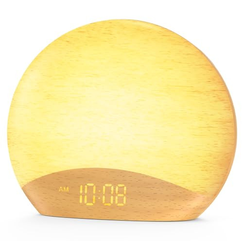 HOUSBAY Sunrise Alarm Clock Sound Machine, Wake Up Light- Soothing Sleep Sounds, Gentle Sunrise Alarm, Dimmable Night Light, Digital Clock & White Noise for Sleeping, Bedroom (Full Wooden Tone) | Amazon (US)