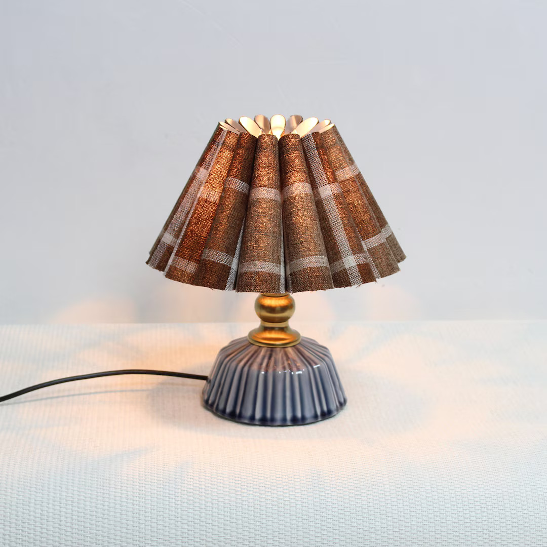 Duzy Handmade Brown Plaid and Acrylic With Ceramic Lamp for Home Decor-87, 110-240v/50-60hz, Usin... | Etsy (US)