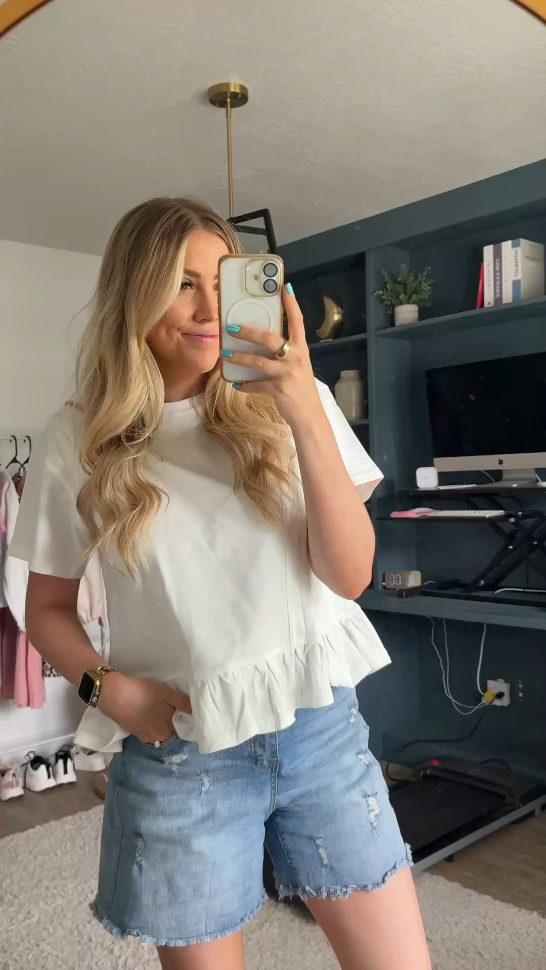 summer outfit! 
white peplum top tee: wearing usual M
shorts: sized up one to L for baggier fit 
sandals: true yo size 

| summer fashion | mom outfit | amazon fashion | womens tops | mom shorts | comfortable sandals

#LTKootd #LTKmomlife #LTKSeasonal