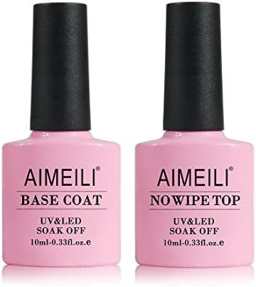AIMEILI Gel Nail Polish No Wipe Top and Base Coat Set, Shine Finish and Long Lasting, Soak Off Ge... | Amazon (US)
