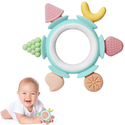 Hooku Silicone Teethers for Babies 6-12 Months, Teething Toys for Babies 0-6 Months, Baby Fruit Teethering Rings, BPA Free Baby Chew Toys, Infants Gifts | Amazon (US)