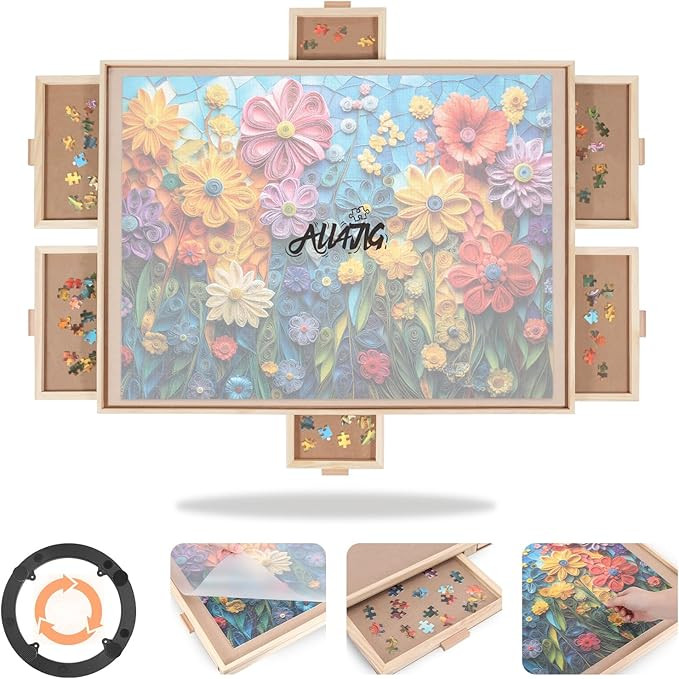 ALL4JIG 1500 Pieces Rotating Puzzle Board with 6 Drawers and Cover,24.92"x33.58"Portable Wooden J... | Amazon (US)