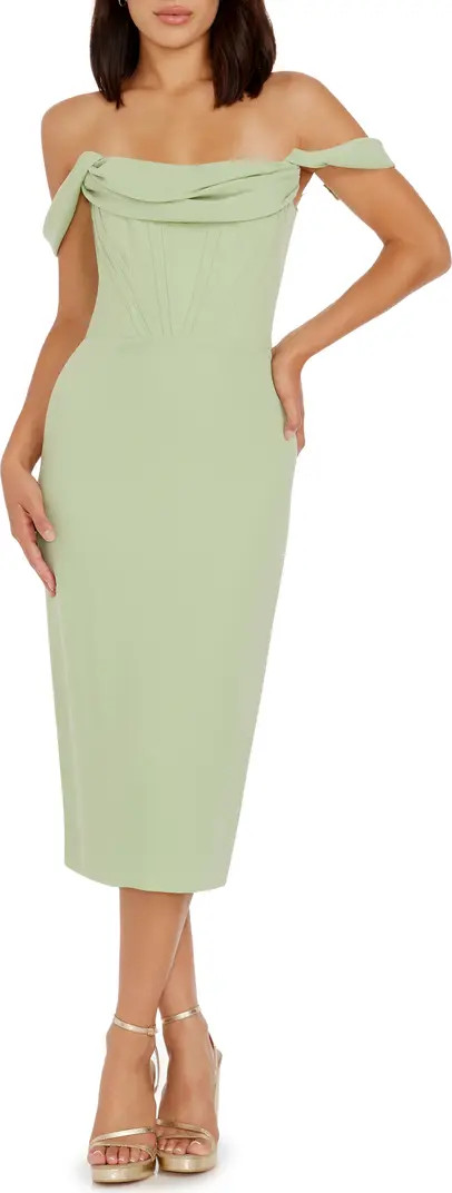 Vickie Off the Shoulder Midi Corset Dress | Nordstrom