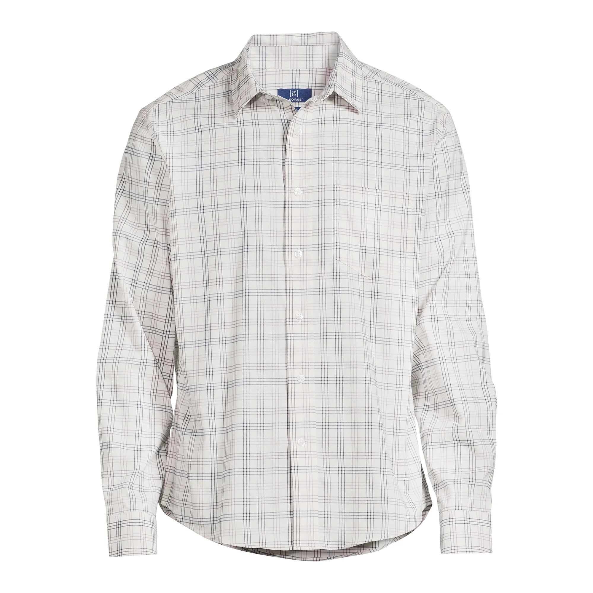 George Men's Long Sleeve Poplin Button-Up Shirt | Walmart (US)