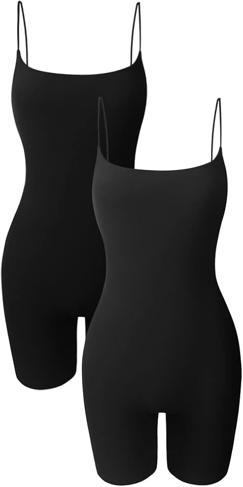 HYZ Women's Two Piece Rompers Sleeveless Spaghetti Strap Cami Backless Second -Skin Feel Short Ju... | Amazon (US)