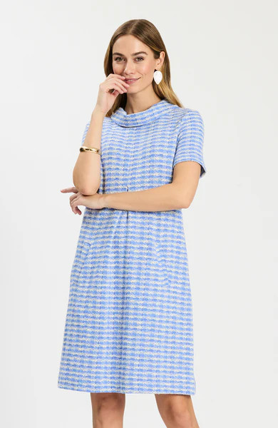 Kristen Knit Dress - Vista Blue White | tyler boe