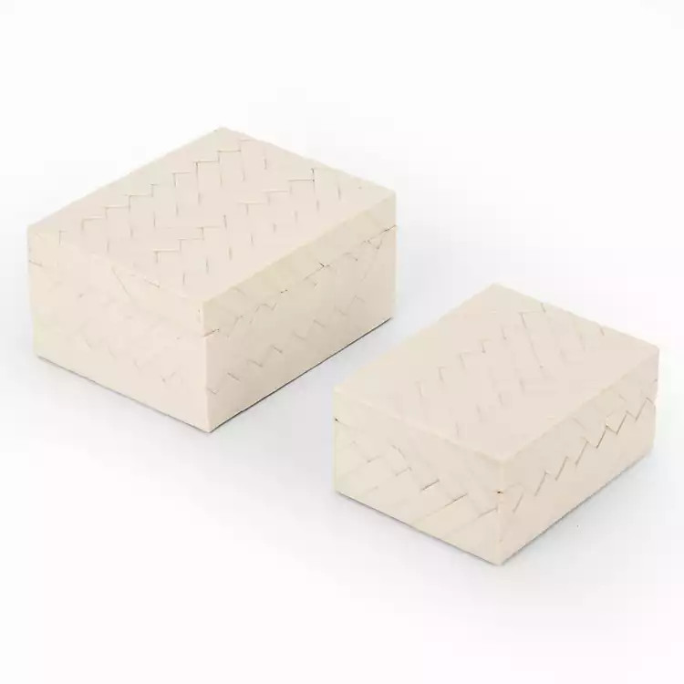 Ivory Woven Decorative Boxes, Set of 2 | Kirklands