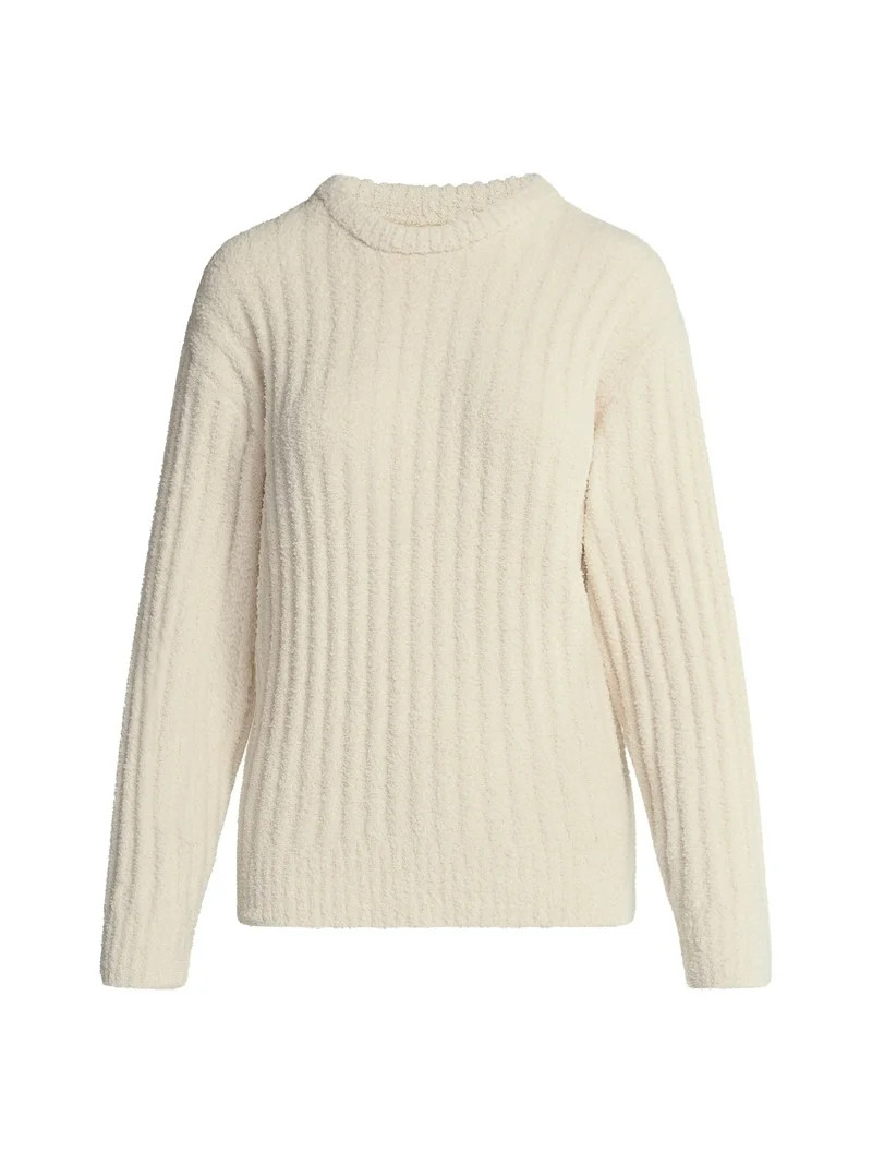 Joyspun Women's Sleepwear Ribbed Crewneck Top with Long Sleeves, Sizes XS-3X | Walmart (US)