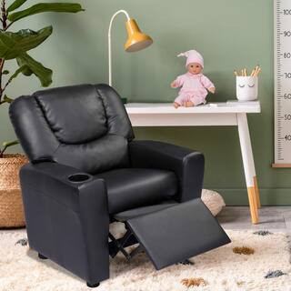 MAYKOOSH Push Back PVC Kids Recliner Chair with Footrest and Cup Holders, Kids' Recliners for Age... | The Home Depot