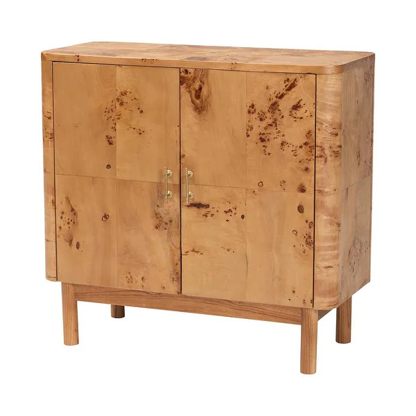 Latika Modern and Contemporary Natural Mappa Burl Wood Storage Cabinet | Bed Bath & Beyond