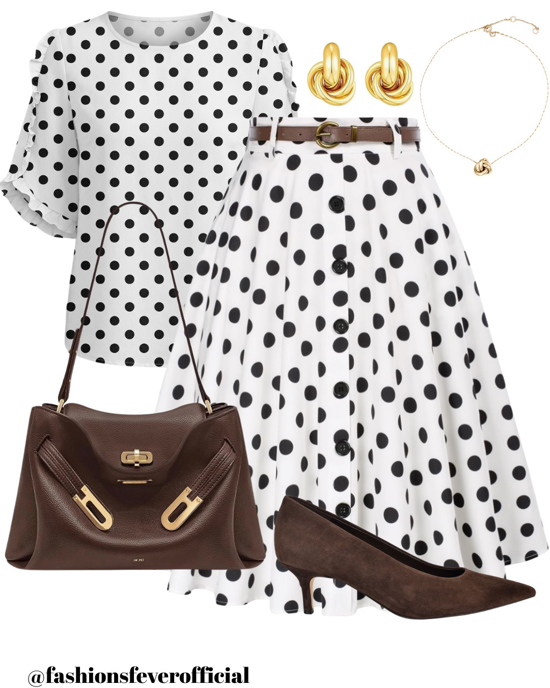 spring outfits 2026

Elevate your professional wardrobe with a sophisticated twist on the timeless polka dot. While black and white is a classic pairing, swapping out traditional black accessories for rich chocolate brown tones adds an unexpected warmth and a high-end, "quiet luxury" feel to your spring office rotation.
This button-front midi skirt and ruffle-sleeve blouse create a coordinated, polished silhouette that transitions perfectly from morning meetings to after-work dinner. The brown suede pumps and structured leather tote soften the high contrast of the print, making the entire look feel more curated and modern.
Why You’ll Love It:
• Modern Professionalism: A fresh take on office attire that feels stylish but remains completely work-appropriate.
• Flattering Silhouette: The high-waisted midi length and cinched belt create a beautiful, feminine shape.
• Versatile Pieces: Style the blouse with tailored trousers or the skirt with a simple knit for endless outfit combinations.
Shop the look by clicking the link in my bio! 🛍️
#LTKworkwear #OfficeOOTD #SpringStyle #QuietLuxury #MinimalistChic #PolkaDotStyle #BusinessCasual #WorkWearInspo #SpringOutfits #LTKFashion #LTKStyletip

#LTKootd #LTKSeasonal