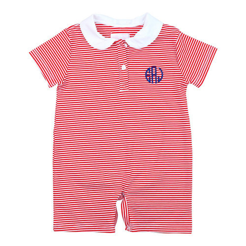 Red Striped Knit Short Romper | Cecil and Lou