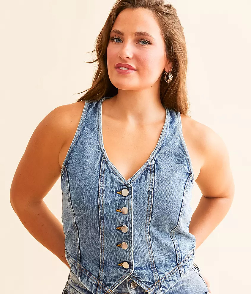 Washed Denim Vest | Buckle