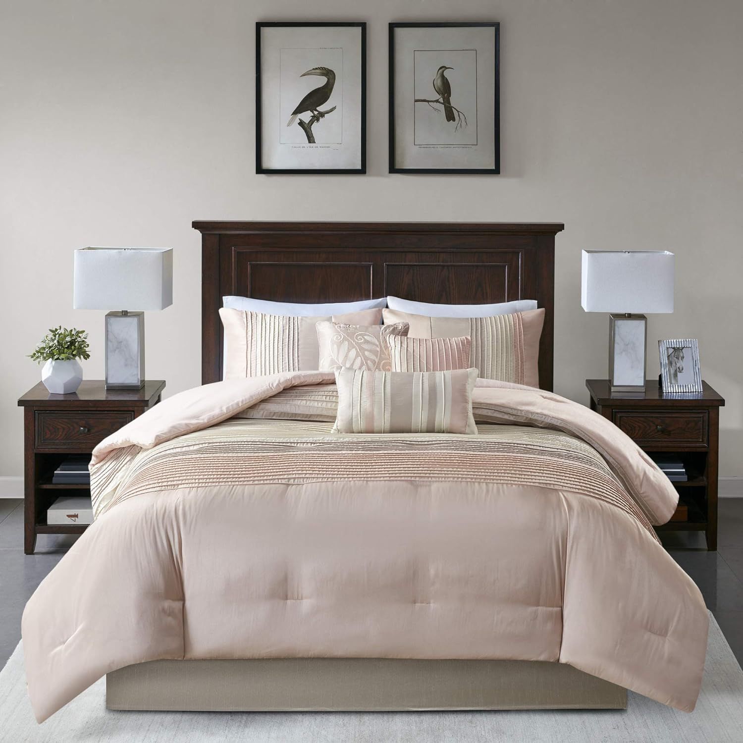 Madison Park Amherst Faux Silk Comforter Set - Casual Contemporary Design, All Season Down Altern... | Amazon (US)