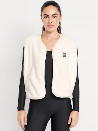 Loose Snap-Front Sherpa Vest | Old Navy (US)