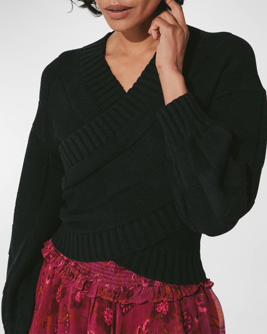Cleobella Nyomi Rib-Knit Wrap-Front Sweater | Neiman Marcus