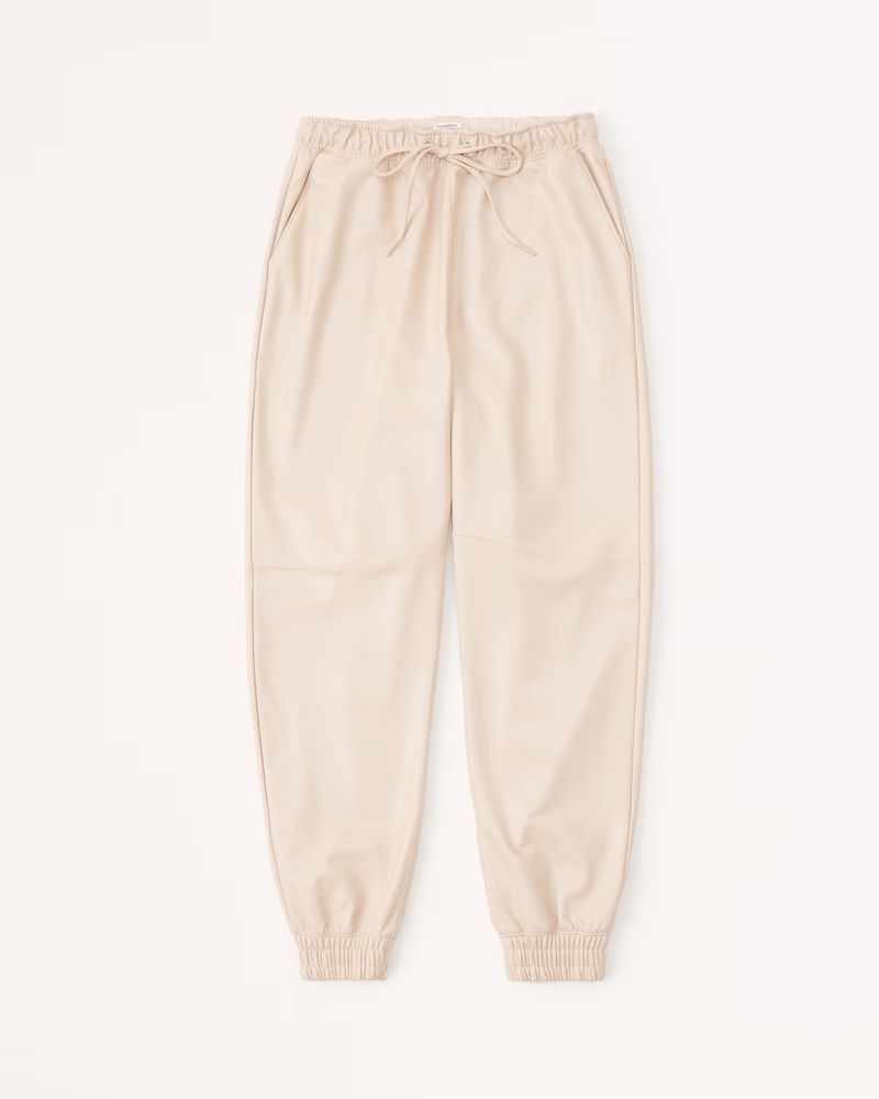Women's Vegan Leather Sunday Joggers | Women's Up To 50% Off Select Styles | Abercrombie.com | Abercrombie & Fitch (US)