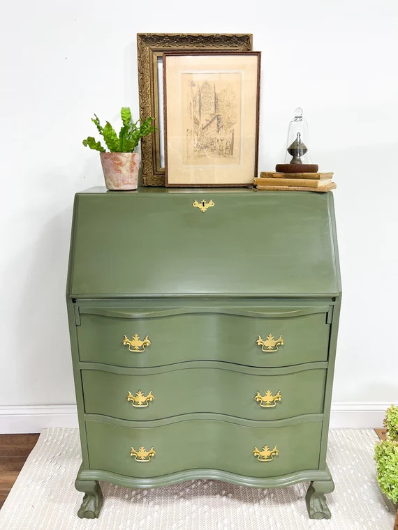 Vintage Dropdown Serpentine Secretary - Etsy | Etsy (US)