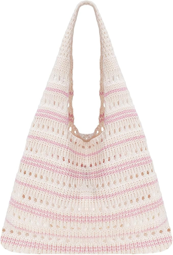 Amazon.com | Sightor Crochet Tote Bag, Mesh Beach Bag Knit Summer Hobo Bag Vacation Boho Tote Bag... | Amazon (US)