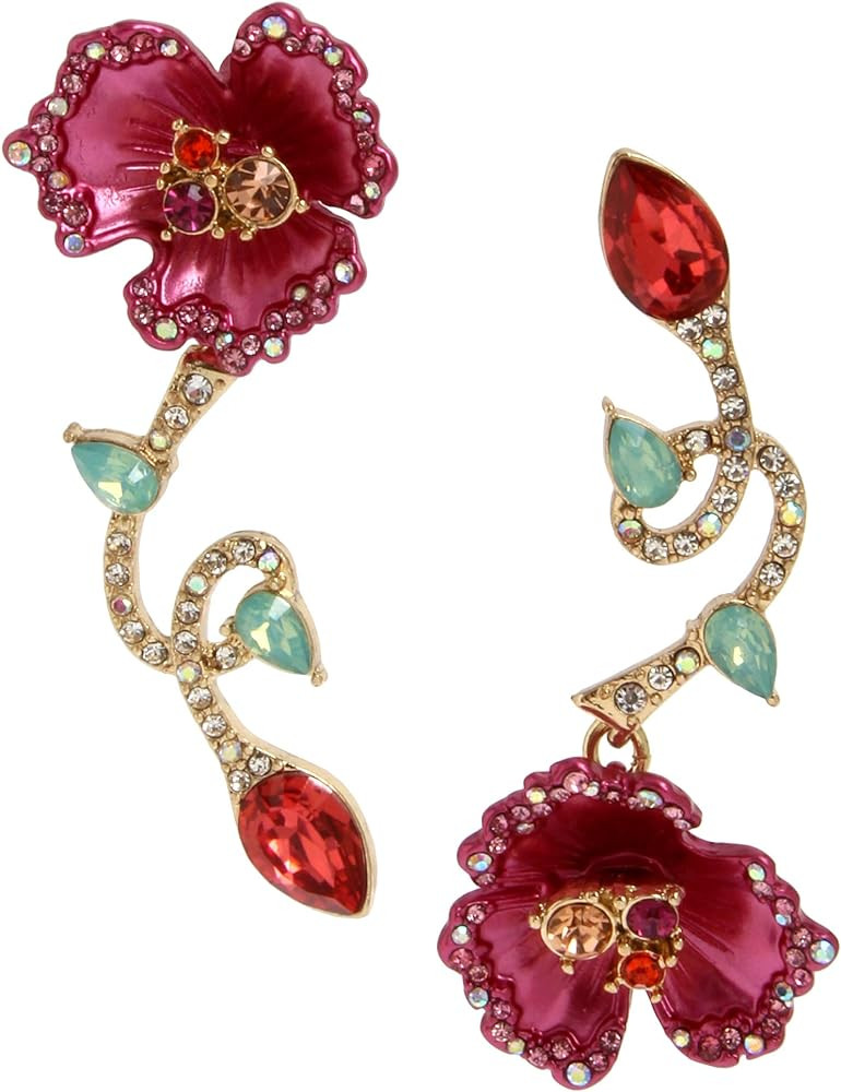 Betsey Johnson Floral Mismatch Earrings | Amazon (US)