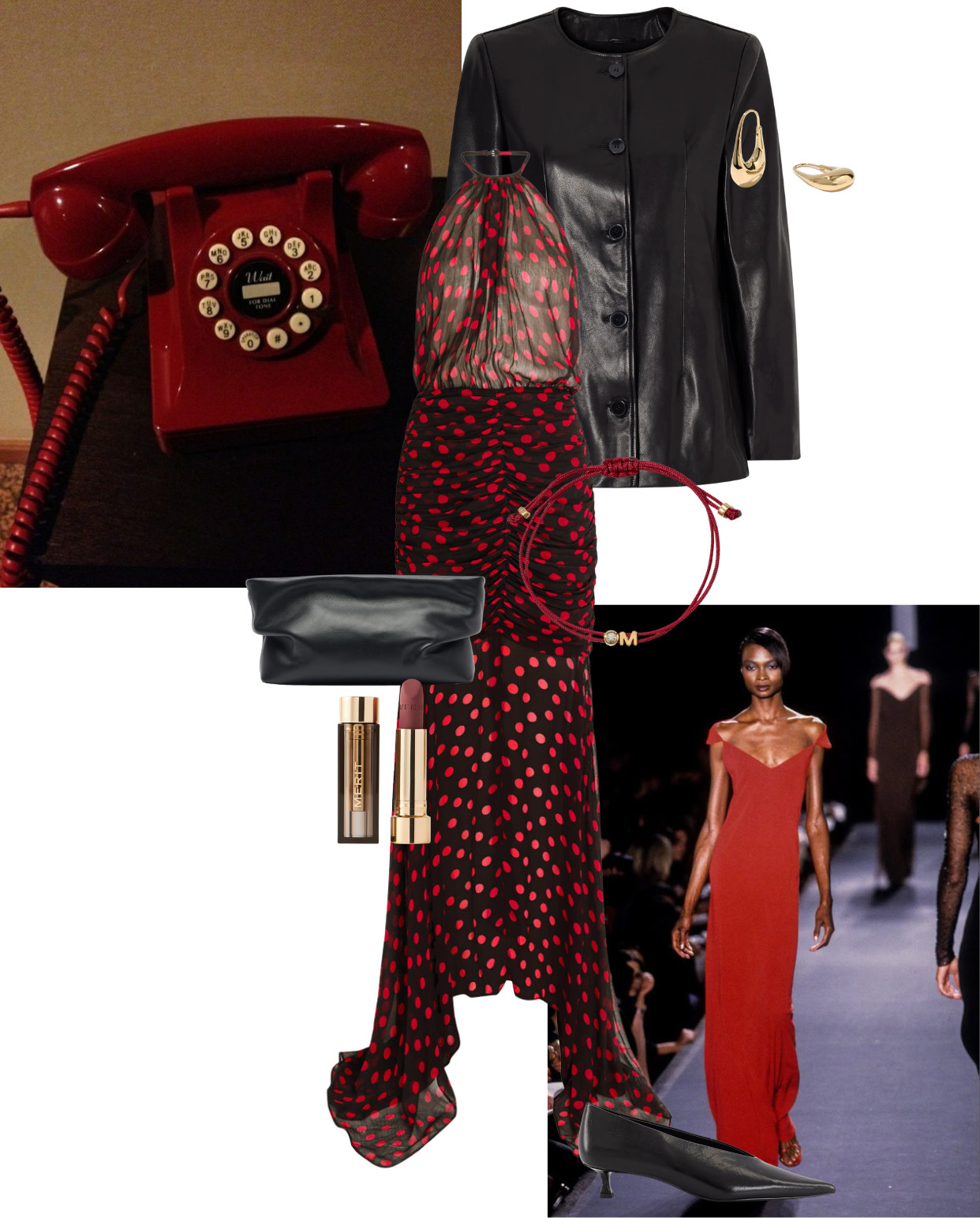 An unforgettable dress + leather jacket + clutch + kitten heel  

 #LTKuk #LTKeurope #LTKwedding