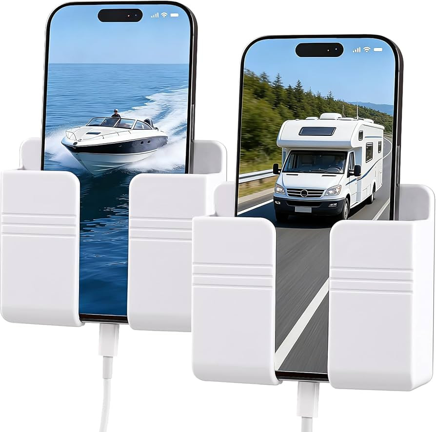 RV Accessories: Boat Accessories & Camper Accessory - Wall Phone Holder for Dorm Room & Apartment Essentials - Travel Trailer & RV Essentials for Inside and Pontoon Boat Accessory(2Pcs-White) | Amazon (US)