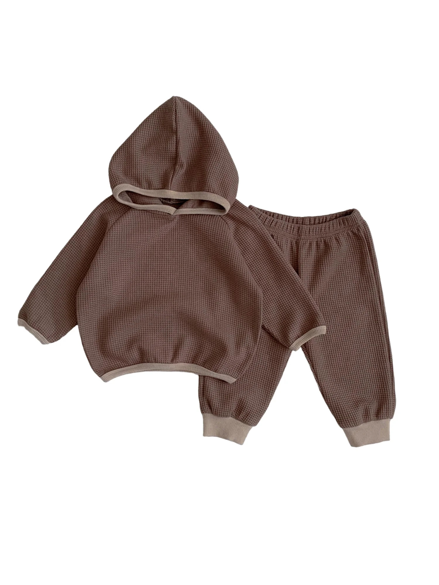 elfinBE Unisex Infant Baby Toddler Solid Color Hooded Long Sleeved Knit Fabric T-shirt Trousers 2... | Walmart (US)