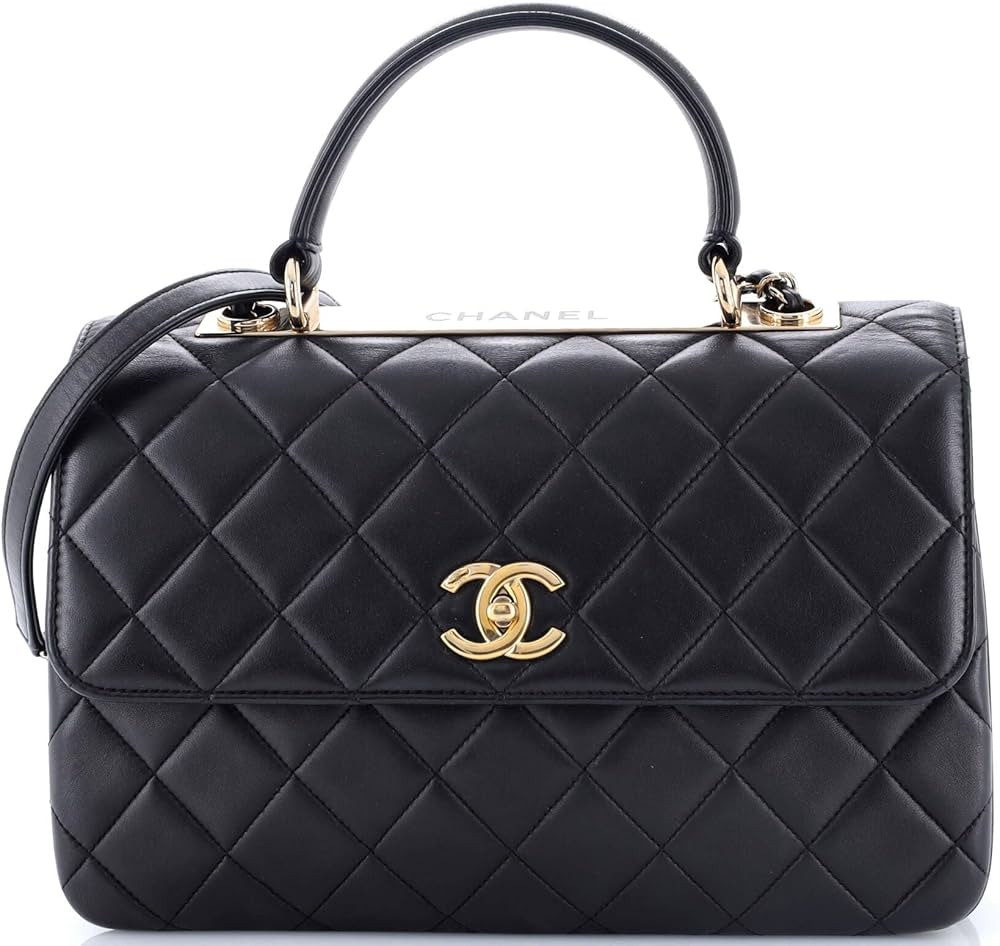 Amazon.com: Chanel, Pre-Loved Trendy CC Top Handle Bag Quilted Lambskin Medium, Black : Amazon Lu... | Amazon (US)