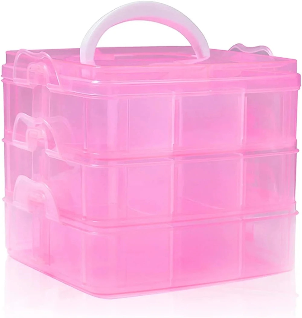 Craft Storage Organizer,Casewin Sewing Box,3-Tier Plastic Organizer Box with Dividers, Storage Co... | Walmart (US)