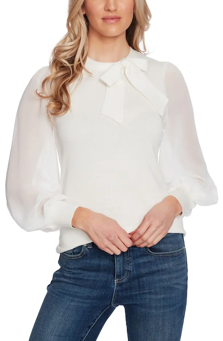 Sweet Tie Mix Media Cotton Blend Sweater | Nordstrom