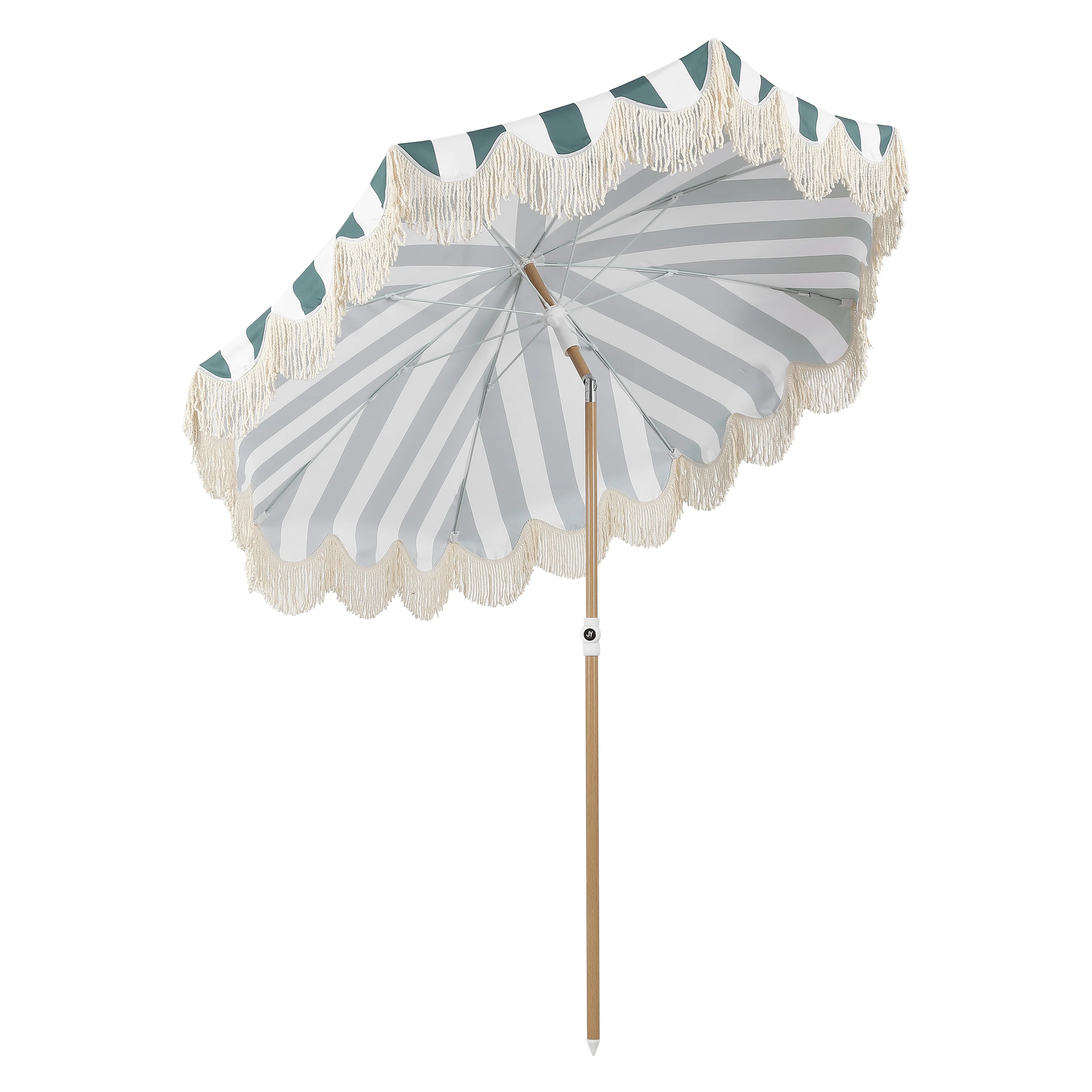 Mariner 6.5 ft. Classic Cottage Fringe Tassel Market Beach Umbrella with Push Button Tilt, Wind V... | Wayfair North America