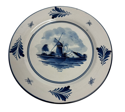 Vintage Delft Blue Plate 8.25" Windmill Scene Hand Painted Holland #30 | eBay US